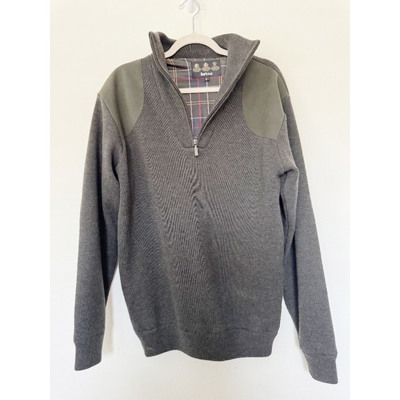 Barbour Storm Half Zip Merino Wool Waterproof Sweater in Loden Grey Green M - Picture 2 of 8